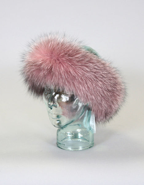 Fur Headband- Pink Indigo