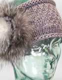 Knit Headband with Rosette - Grey
