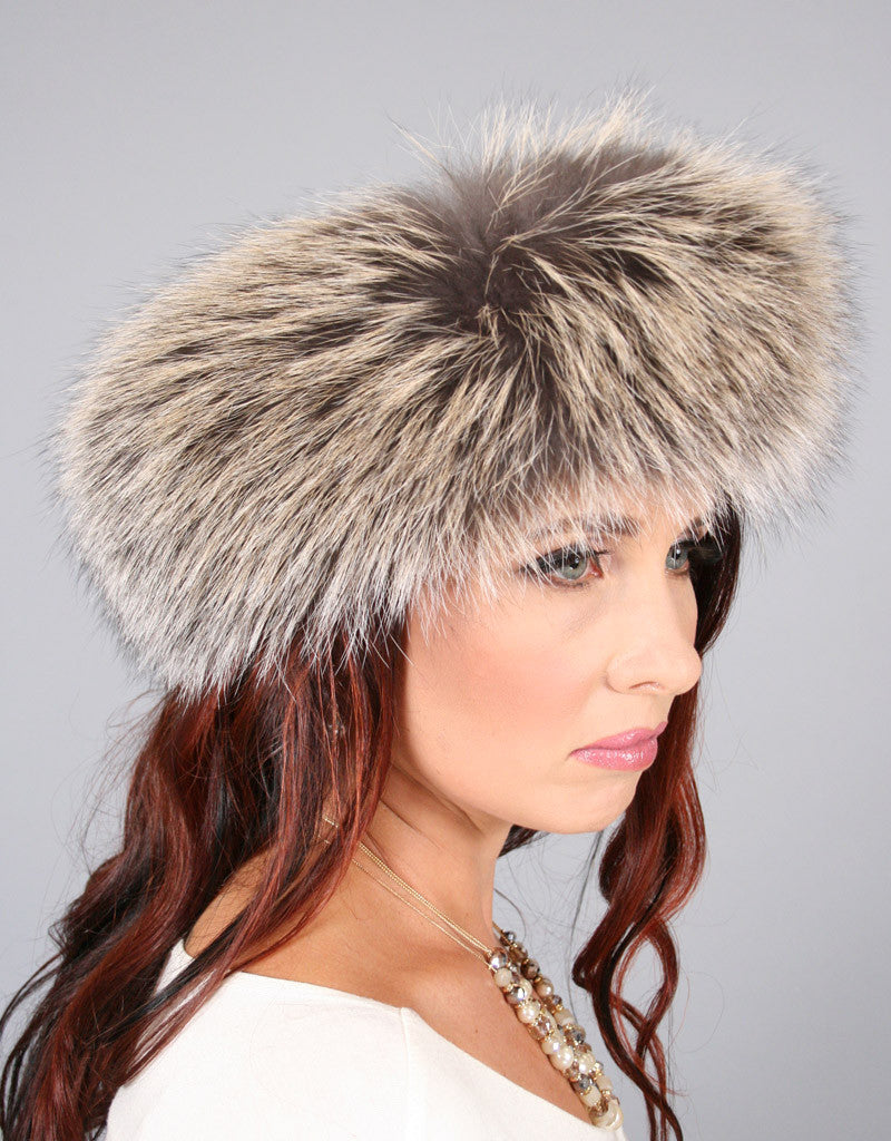 Wide Fur Headband-Silver