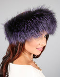 Wide Fur Headband- Red Dyed Silver