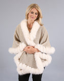 Fur Whip Alpaca Cape-Brown/ Fisher Dyed Silver Fox