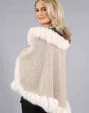 Fur Whip Alpaca Cape-Brown/ Fisher Dyed Silver Fox