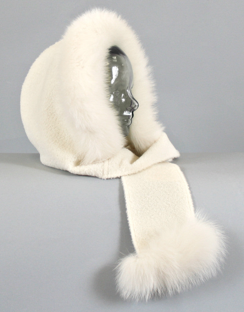 Hood with Fur Trim- Beige Dyed Lynx