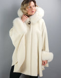 Hooded One Button Cape- Ivory