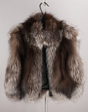 Fox & Leather Crop Vest - Silver