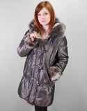Rabbit Lined Carcoat with Detach Hood- Silver