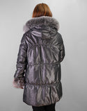 Rabbit Lined Carcoat with Detach Hood- Silver