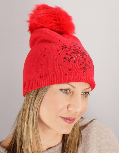 Snowflake Hat- Red