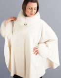 Cashmere Mandarin Collar Cape- Off White