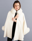 Cashmere Mandarin Collar Cape- Off White